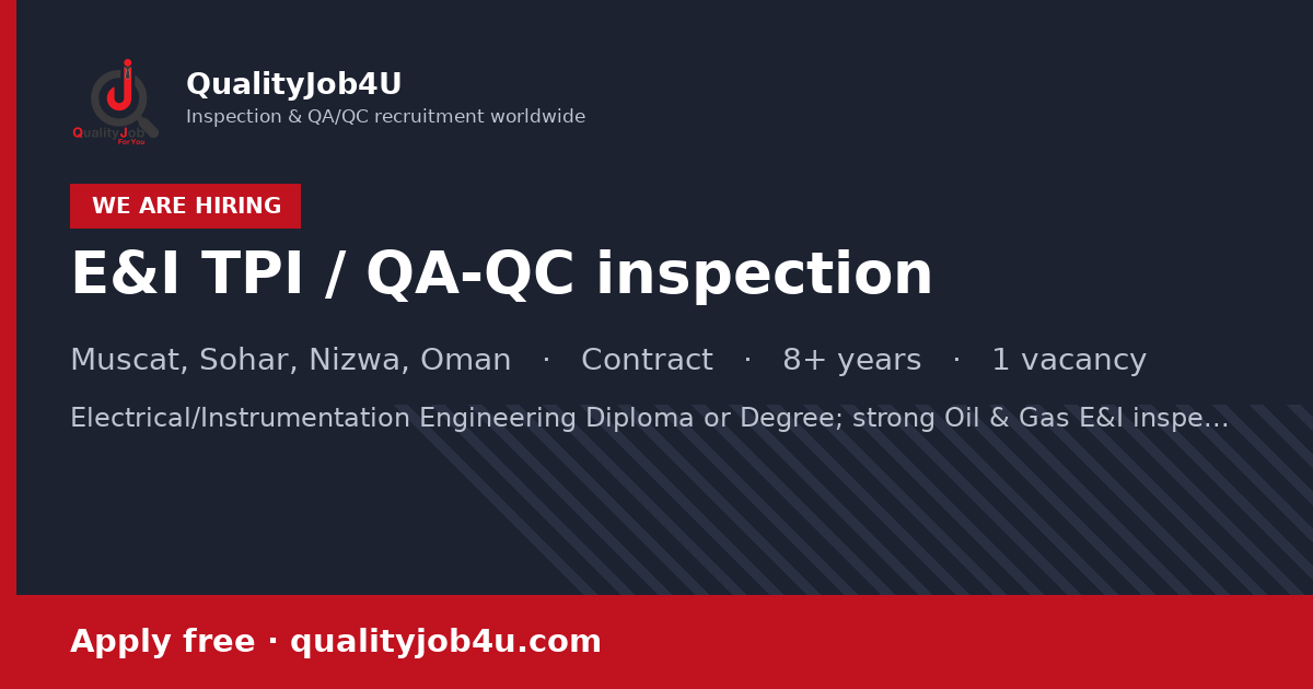 E&I TPI / QA-QC inspection के लिए साझा करने की छवि